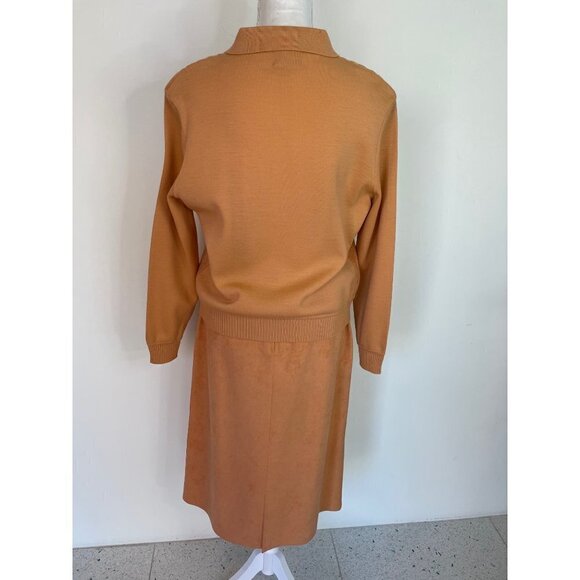 St.Croix Knits Skirt Set Womens Size 12 Wool Ultrasuede Cardigan Peach Toffee - Picture 3 of 15